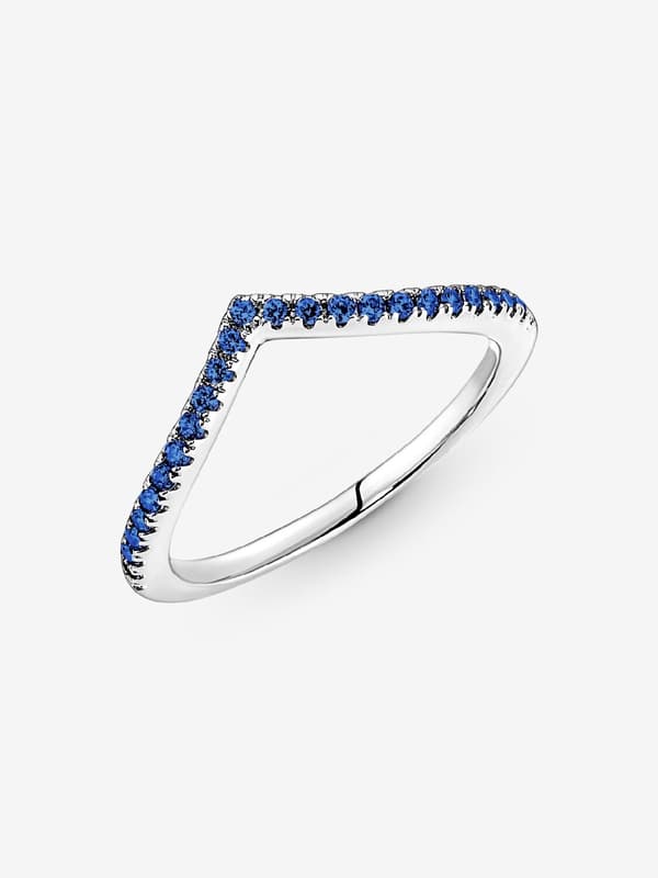 Pandora - P Timeless Wish Sparkling Blue Ring - Sterling sølv Circumference: 52mm