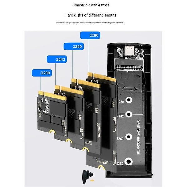 M2 SSD-kabinett NGFF SATA til USB 3.1 Gen 2 5Gbps SSD-kabinett for NGFF SATA B-nøkkel/ (B+M)-nøkkel SSD harddiskboks M.2-adapter