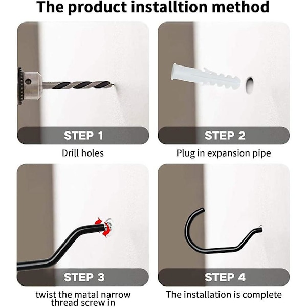 Heavy Duty Multifunktionel Utility Opbevaring Cykel Krog Plads Maksimer Wall Mount Cykel Hanger, 8-pak, Sort