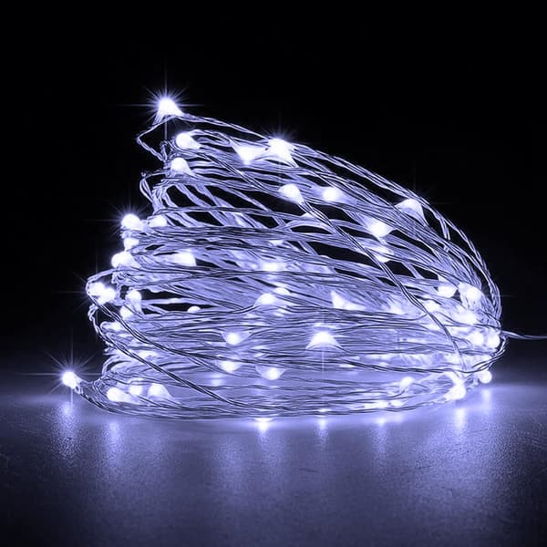 2 st 50 LED Batteridrivna Slingor Koppartråd Ljus för Inomhus Utomhus Belysning, Sovrum, Bröllopsdekor, Fest, Jul, Gran White