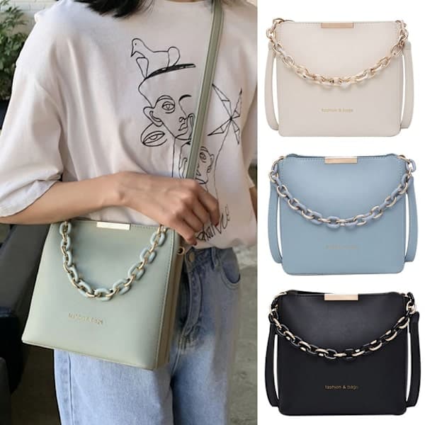 Dame håndtasker Messenger Crossbody Taske sort black