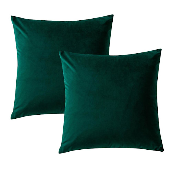 Putetrekk 45*45cm, 2-pak koselige myke firkantede dekorative putetrekk Emerald