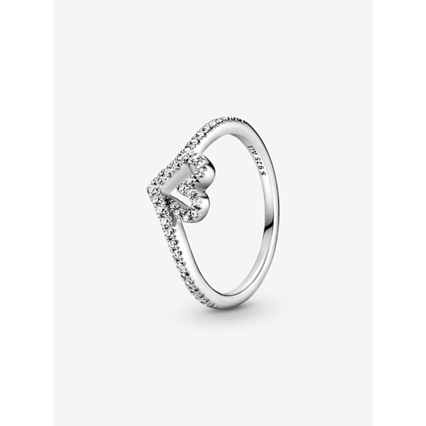Pandora - Glitrende Wishbone Hjerte Ring - Sterling sølv Circumference: 58mm