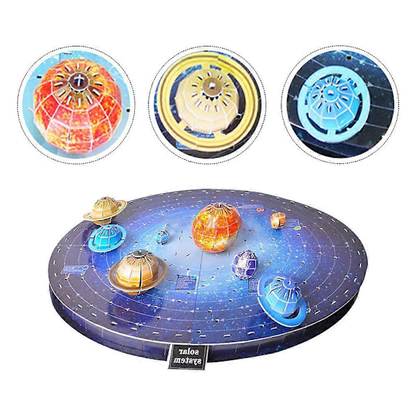 1 Set Solarsystem 3D Tredimensionellt Pussel Leksak Rymden 8 Planeter Modeller