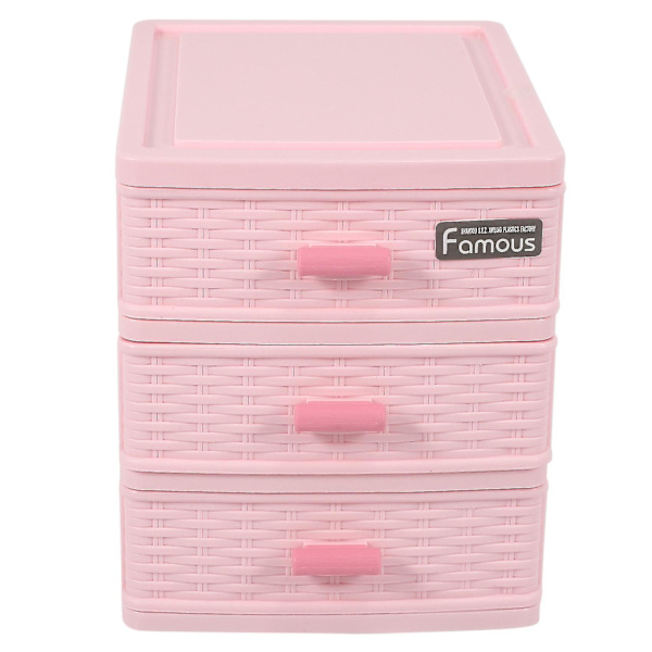 Plastlåda designad 3 fack smyckesförvaringslåda rosa (haoyi