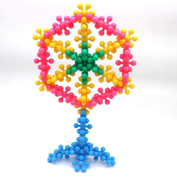 Lapset 3D pyörivä luumunkukka rakennuspalikat tiilet lelu DIY kokoonpano lumihiutaleet 200 pcs boxed