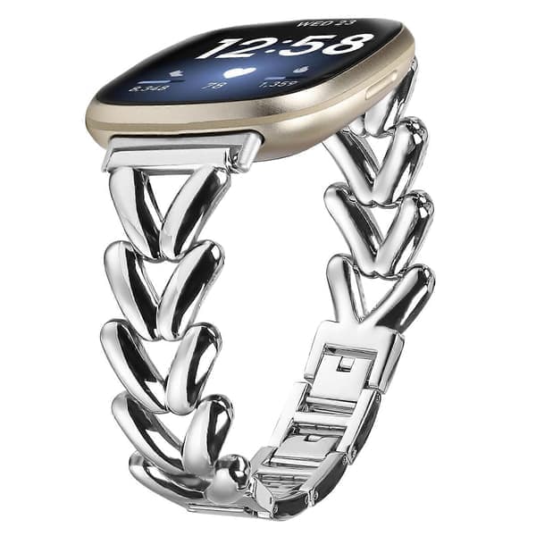 Klokkerem i sinklegering for Fitbit Versa 4/Sense 2 vridd metall erstatningsrem sølv Silver