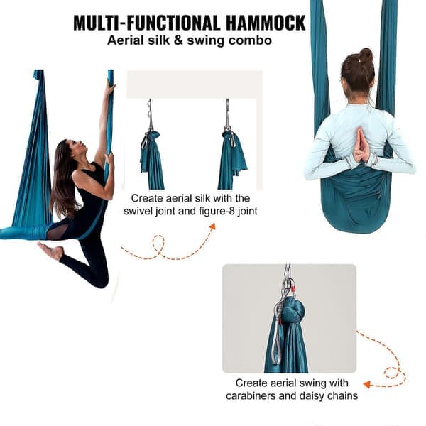 Luftyogahammock & Gunga, 5,0 meter, Startkit för Luftyoga med 100 gsm Nylonväv, Komplett Upphängningsutrustning & Enkel Installationsguide._Superpresent
