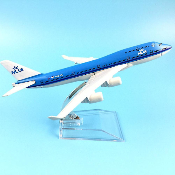 Farfi 1/400 16cm Diecast Air Klm Fly 747 Flyvemaskine Flymodel Gave Skrivebordsdekoration