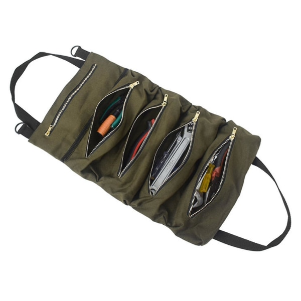 Verktygsväska, Multi-purpose Tool Roll Bag, Wrench Roll Bag (armégrön)