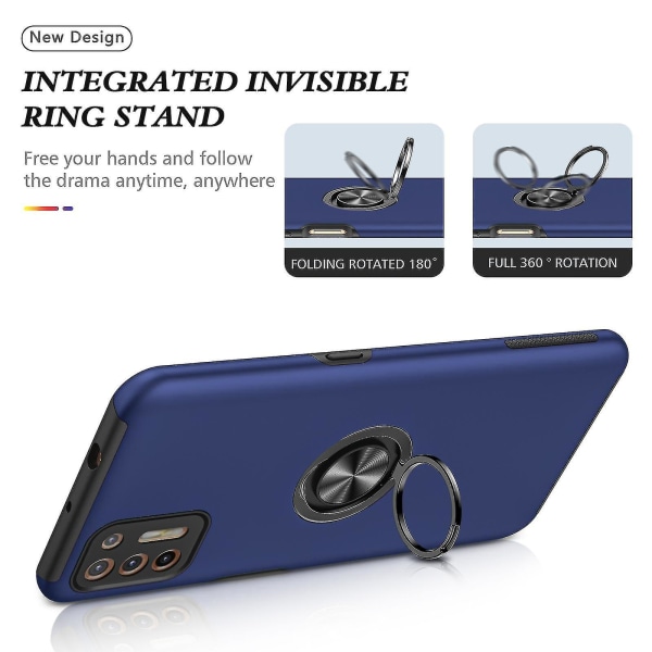 For Motorola Moto G9 Plus Pc + Tpu magnetisk deksel Blue