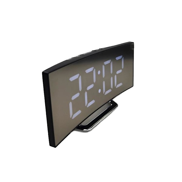 6507 Böjd Stor Skärm Elektronisk Klocka Led Spegel Tyst Väckarklocka (grön)