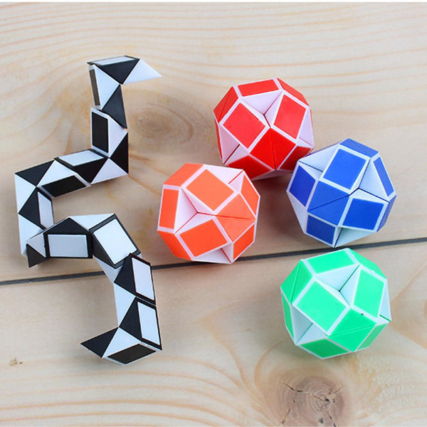 24 Blokker Fidget Snake Cube, Mini Snake Ruler Twist Puzzle Toys For Kids Party Favors Supplies, Fidget Sensory Toys White - 12Pcs