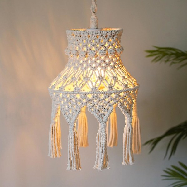 Macrame Lamp Shade Boho Hängande Pendel Ljusskydd, Kronljusskärm För Sovrum Vardagsrum Sjuksköterska