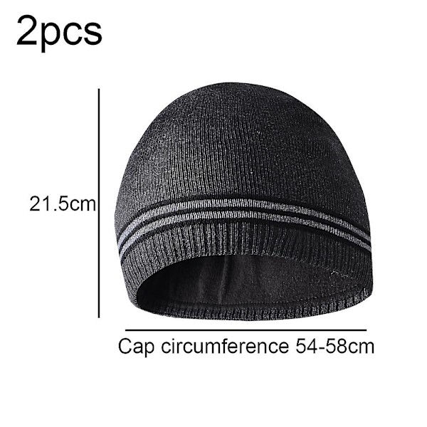 Vinterhue til mænd - Beanie-hue - Varm og blød - Foret hue til kvinder - Sort+sort Black*charcoal gray