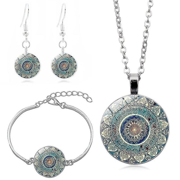 Mandala Time Gem kreative metal halskæde armbånd øreringe smykker sæt