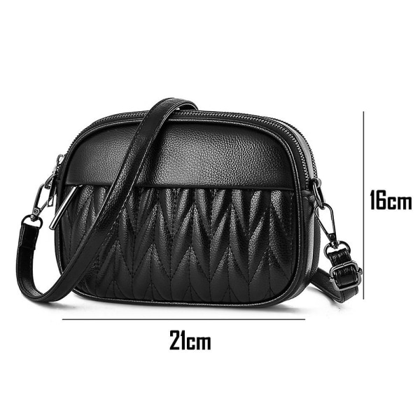 All-match Messenger Bag Simple Soft Leather Small Bag Korean Soft Leather Mobile Phone Bag black