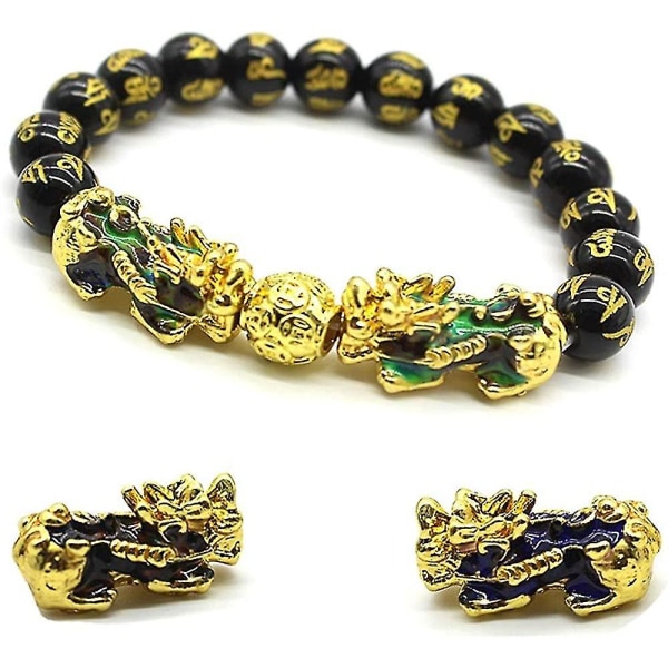 Feng Shui Sort Obsidian Wealth Armbånd Farve Ændret Pi Xiu Armbånd Drage