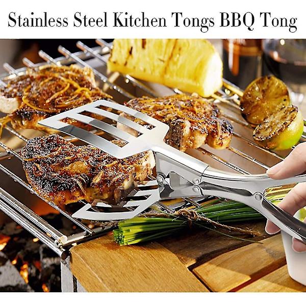 Grilltång i rostfritt stål, stor och robust lång 30 cm tång, kökstillbehör för grillning och sallad, lätt att tvätta redskap Hy