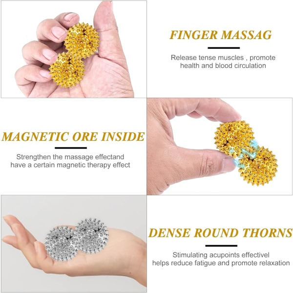 pcs Spiked Sensory Magnetic Acupressure Balls, Silver Spiked Fidget Ring Hedgehog