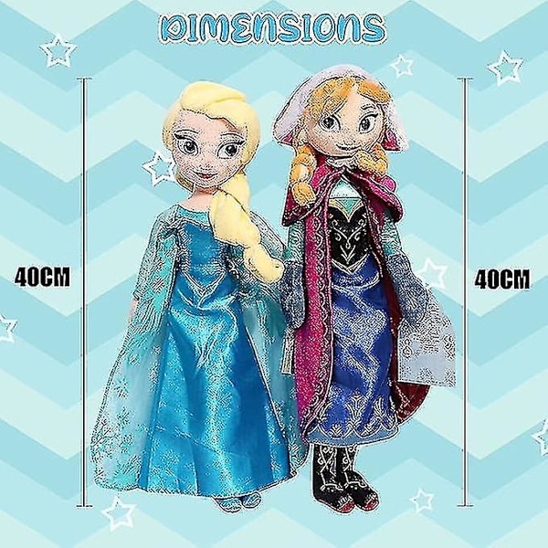 Frozen-pehmolelut, 40 cm:n Elsa-nukke ja Anna-nukke syntymäpäivälahjaksi Elsa