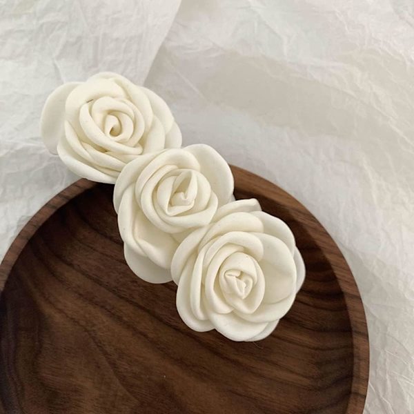 Hårklips, Blomster Sprette Spretter for Kvinner Jenter, 1 PC Elegant Håndlaget Mote Hodeplagg Styling Verktøy Hår Tilbehør-Kremhvit