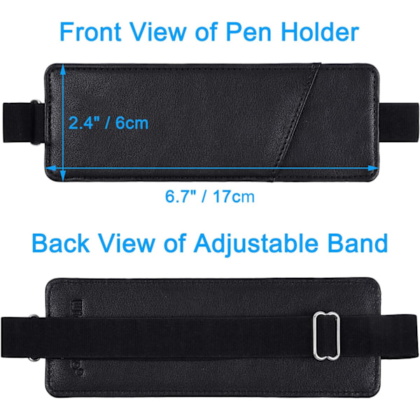 Justerbar elastisk bandpennhållare, 2-pack PU-läderpennhållare, pennfodral, passar för 8\" till 11,5\" inbundna tidskrifter, anteckningsböcker, planerare