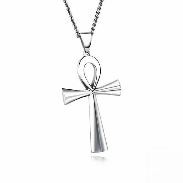 Ankh-kors Halsband för Man Kvinna Forntida Egypten Symbol för Liv och Evighet Amulett Bön Smycken Ankh Hänge Halsband Silver