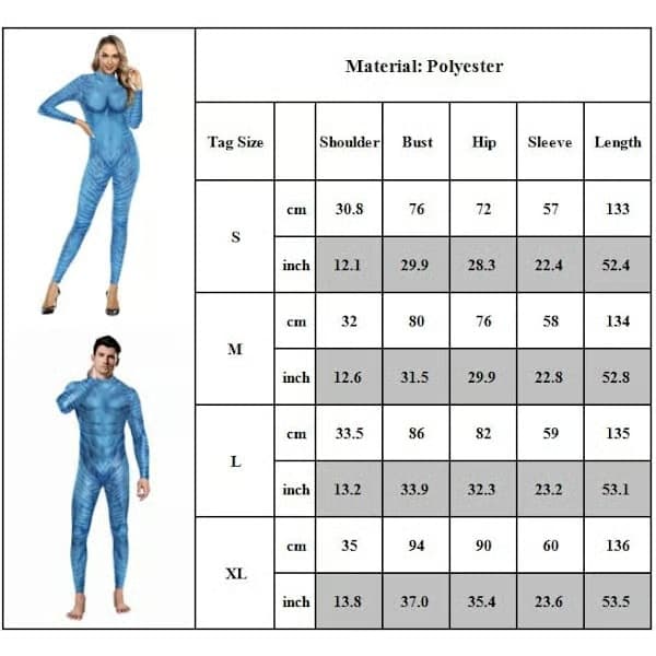 Cosplay-kostumer til kvinder, Halloween Avatar digitalt printede tights M boys
