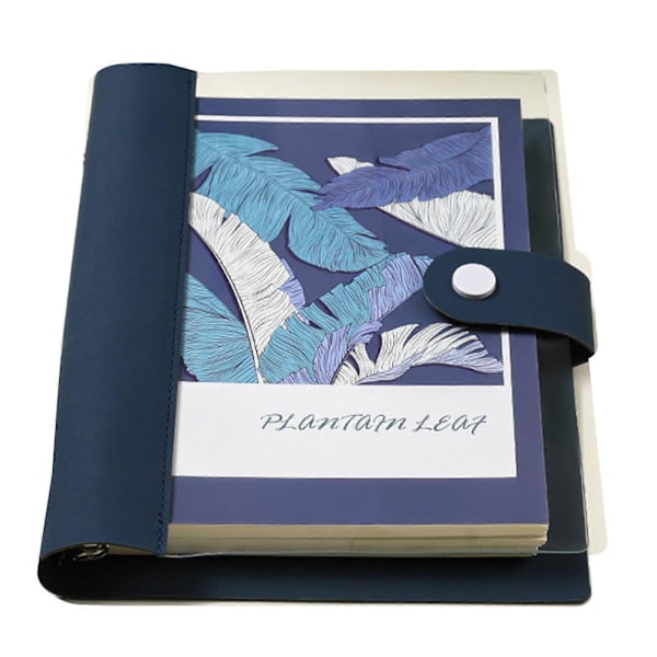 A5 B5 Ringbind Notesbog 120 Sider Kunstlæder Omslag Linjeret Løsblad Notesbog Metal Trykknap Personlig Journal Dark Blue A5