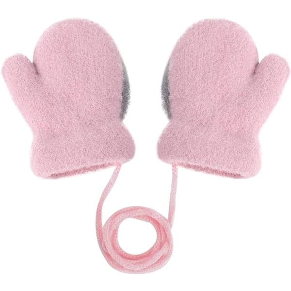 Baby och småbarn varma vantar magiska stretch vantar handskar på snöre pojkar flickor stickade vantar tjockna fleecefoder nyfödda vantar helfingerhandskar