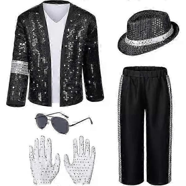 70-tals Michael Jackson maskeradbal Halloween barnkalas retro hippie kostym - Barn SS