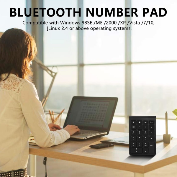 Bluetooth Nummertastatur, Trådløs Bluetooth 22 Multifunksjon Numerisk Tastaturutvidelser for Bærbar PC/des