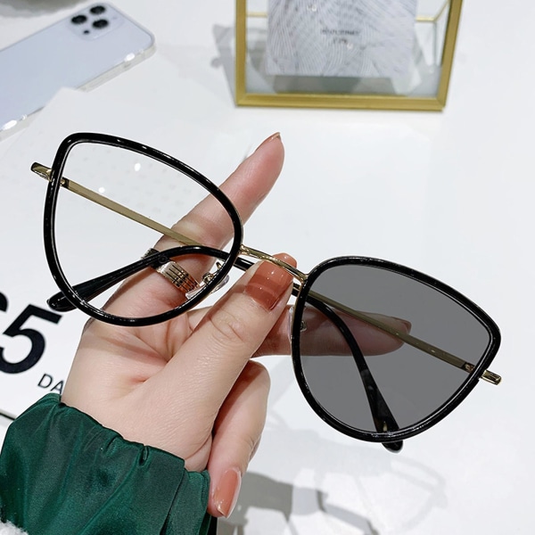 Blålysfilter Computer Briller Cat Eyes Stel Photochromic Linse Uv Blokerende Solbriller Til Gaming Studerende Anti-blue Light Hawksbill Gold Frame