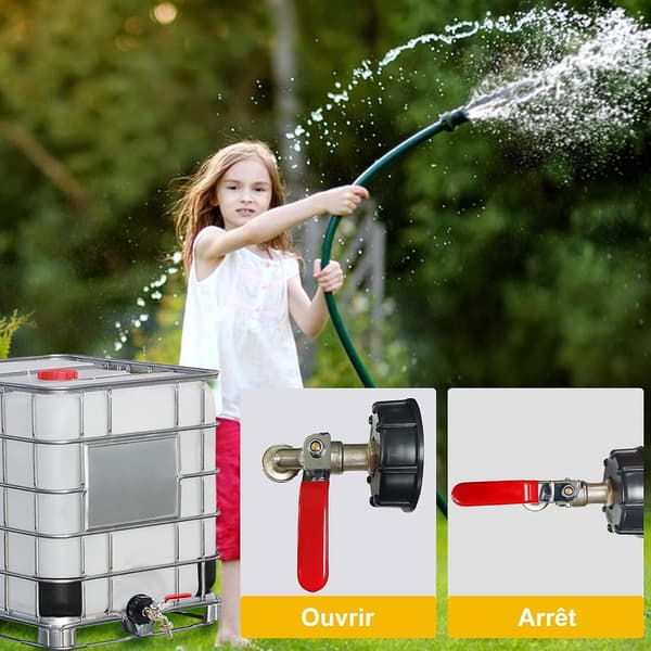 Hane Tank 1000L S60X6 IBC Forbindelse Hane med 1/2\" slangeforbindelse, afløbstankadapter, til