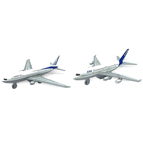 Farfi 2 st Mini Simulering 777 A380 Pull Back Flygplan Flygplansmodell Samlarobjekt Leksak