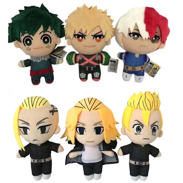 Anime My Hero Academia Izuku Midoriya Katsuki Bakugou Shouto Todoroki Plyschhänge Leksak Mjuk Fylld Dockor För Födelsedagspresent Gray