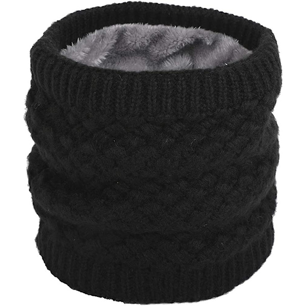 Dam vinterhalsvärmare Gaiter Dubbelskiktad mjuk fleecefodrad tjock stickad cirkelscarf vindtät
