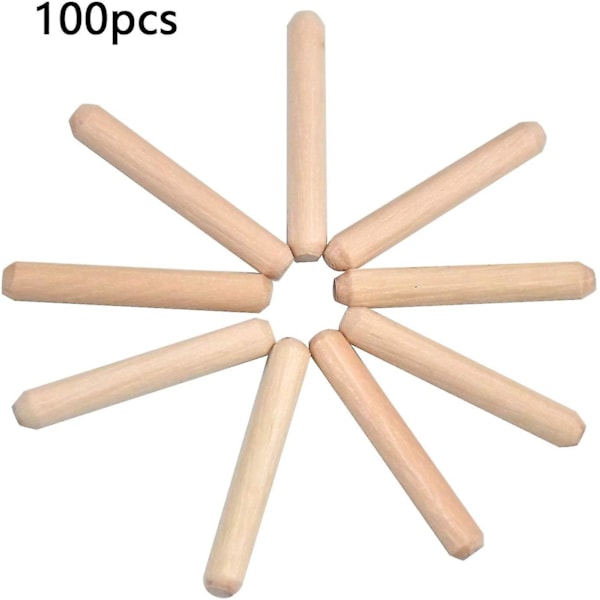 100-pack spårade träpluggar avsmalnande träpluggar twillände björkpluggar 6mm X 40mm