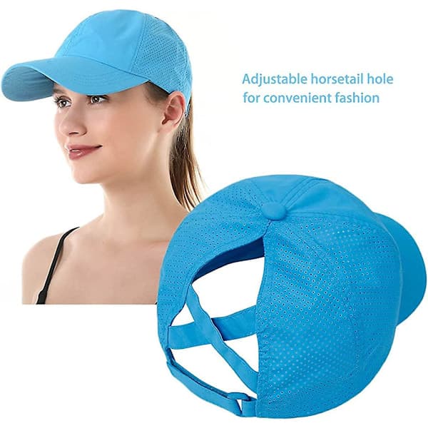 Baseballcaps for kvinner med kryssende hestehale Blå Blue