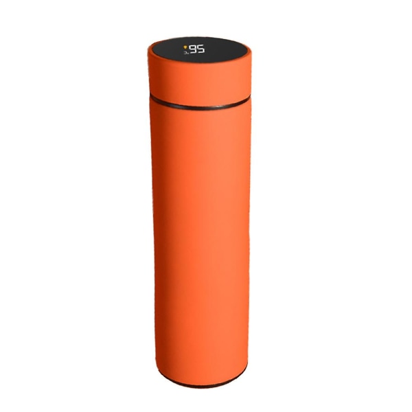 Vannflaske med LED-temperaturdisplay, dobbelvegget vakuumisolert vannflaske matt oransje matte orange