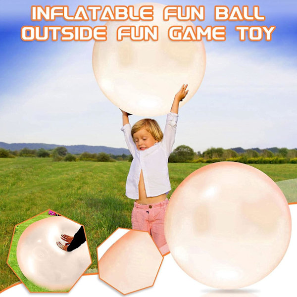 Bubbelboll leksak för vuxna barn, uppblåsbar vattenboll kul sommar strand boll mjuk gummiball utomhusspel present 120cm Yellow