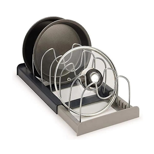 7 Delare Rostfritt Stål Köksgryta Lockhållare Expanderbar Pan Organizer Rack Lådtype Justerbar-haoyi