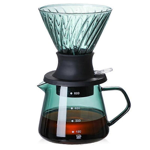 600ML Dripper Switch Glas V60 Hæld over Kaffemaskine V Form Dryp Kaffedrypper og Grøn