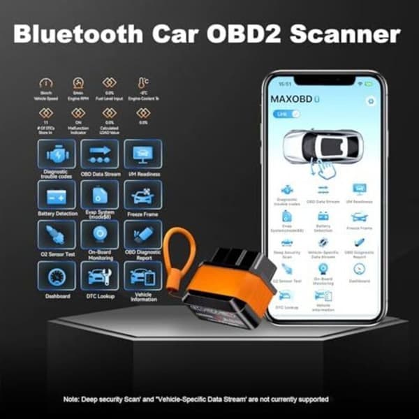 OBD2 bildiagnoseverktøy med Bluetooth 5.2, OBD2 diagnoseadapter for biler, multimerke bildiagnoseverktøy (fransk versjon)