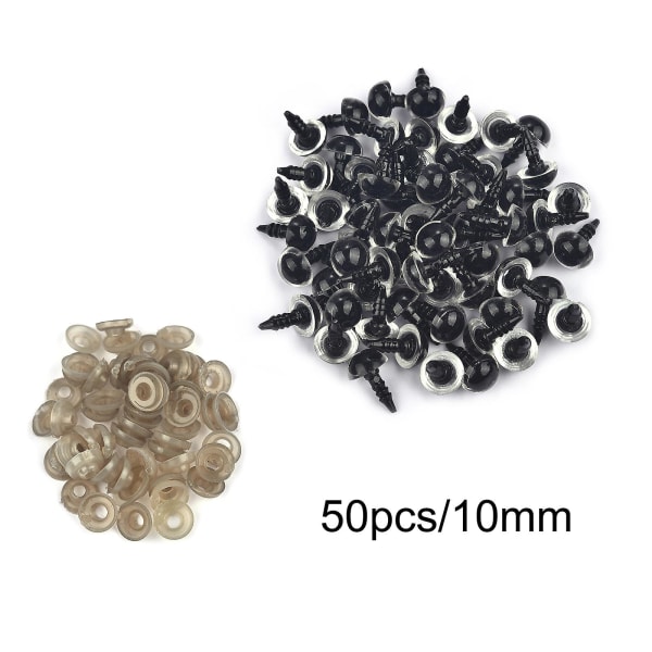 50/100 stk 5-20 mm sort plastik sikkerhedsøjne til legetøj Amigurumi gør-det-selv-kit Håndværk Bamse legetøjsøje til dukkedekorationstilbehør 10mm-50pcs-clear