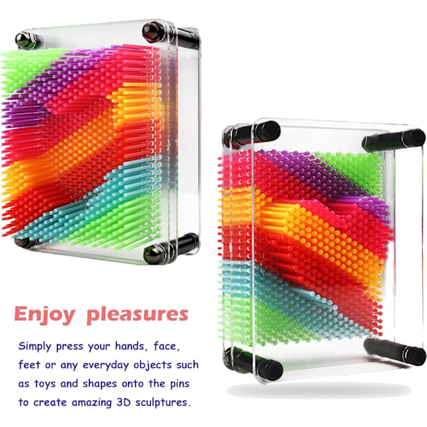 3D Pin Art-leketøy, lite format 3,7\" x 5\" plastplate - Unik regnbue-design gave til barn og voksne (liten)