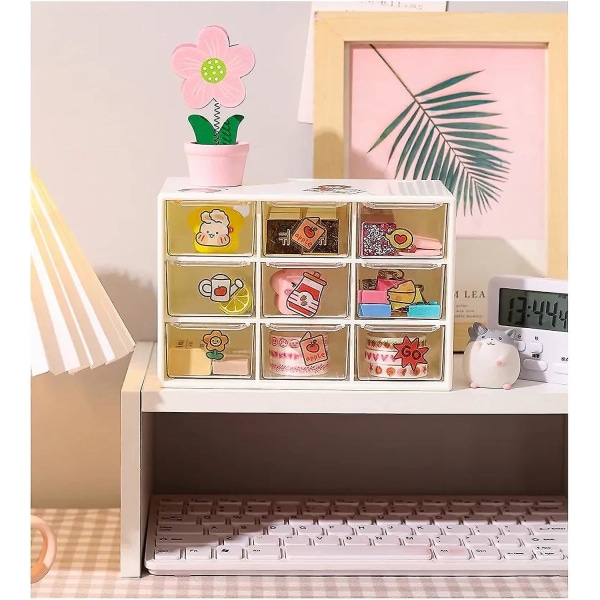 Håndværksboksopbevaring med 9 skuffer-skrivebordsopbevaringsorganer Miniskuffer til håndværkssmykker Kosmetik Kunstsyningstilbehør Pink with 6 Drawers
