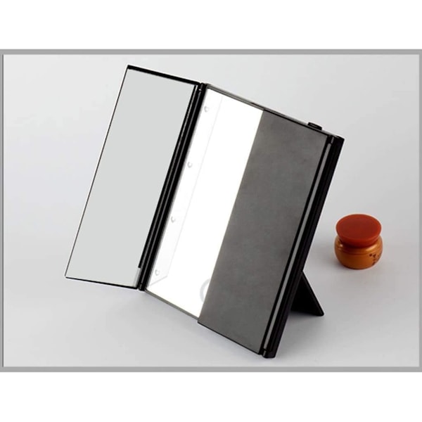 Unikt Tri-Fold Kosmetisk Makeup Spejl Rejse Make Up Spejl - Sort