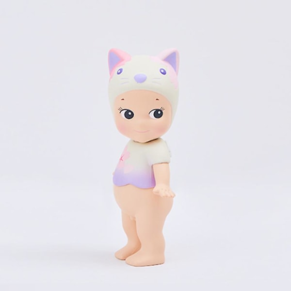Sonny Angel Cherry Blossom Series Nattversion Söt Anime Figur Ornament Present Collection Kawaii Doll Tecknad Figur Leksak Modell Calico Cat
